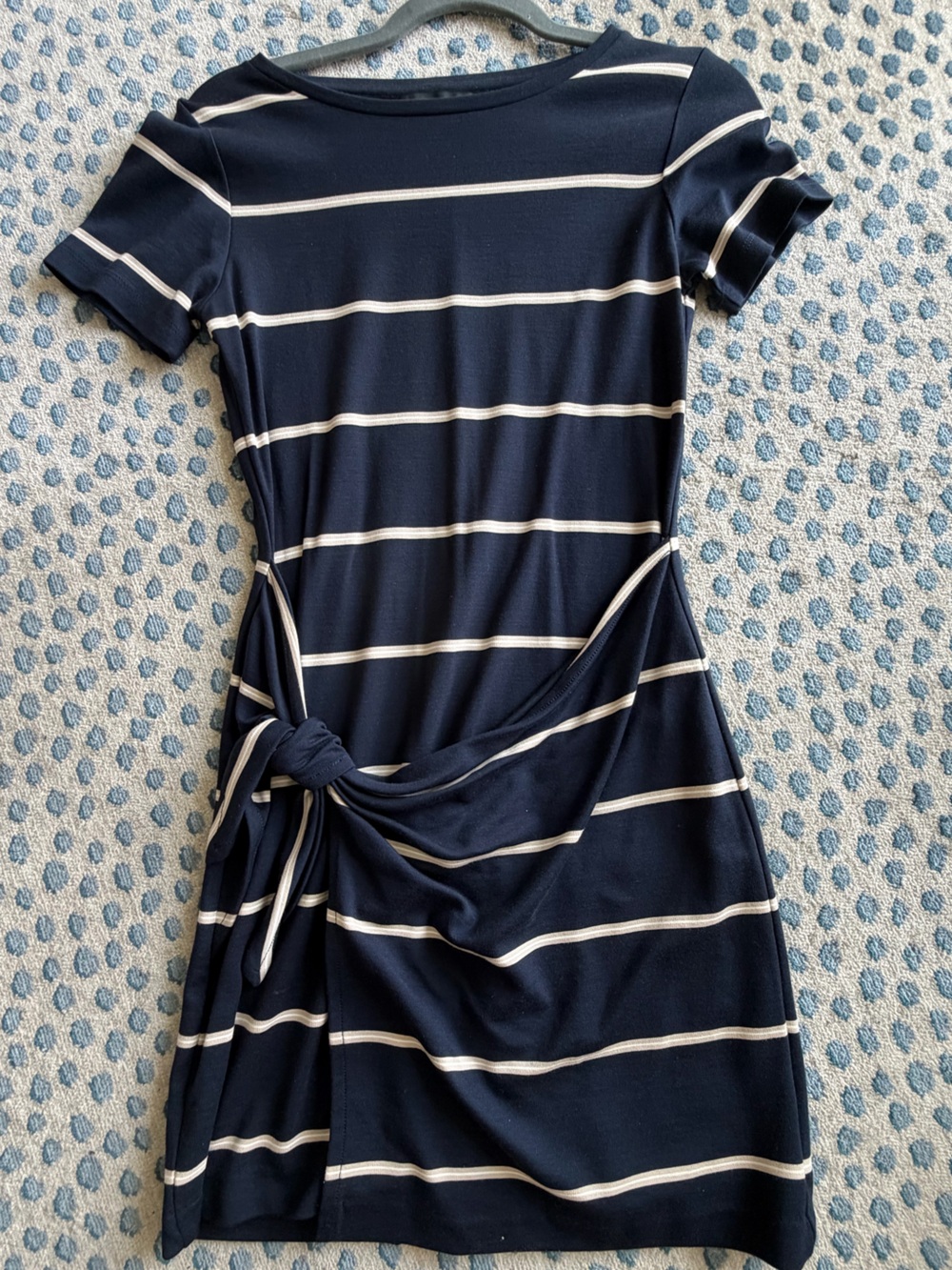 Club Monaco Navy & White Striped Tie-Knot Tunic Dress